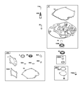 Crankcase Cover/Sump Group Diagram and Parts List for 125P42-0031-H5  Briggs and Stratton Engine